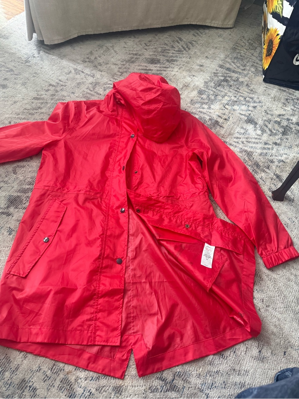 Joules Red Hooded Trench Coat - Picture 11 of 16